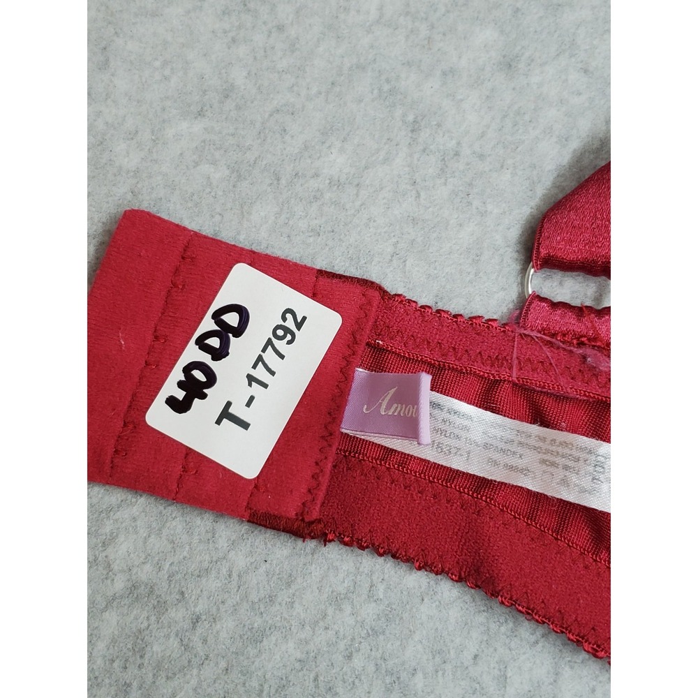 Amourense Women Bra‎ 40DD Red Floral Underwired Lace Embroidered Mesh Strap - Picture 9 of 11